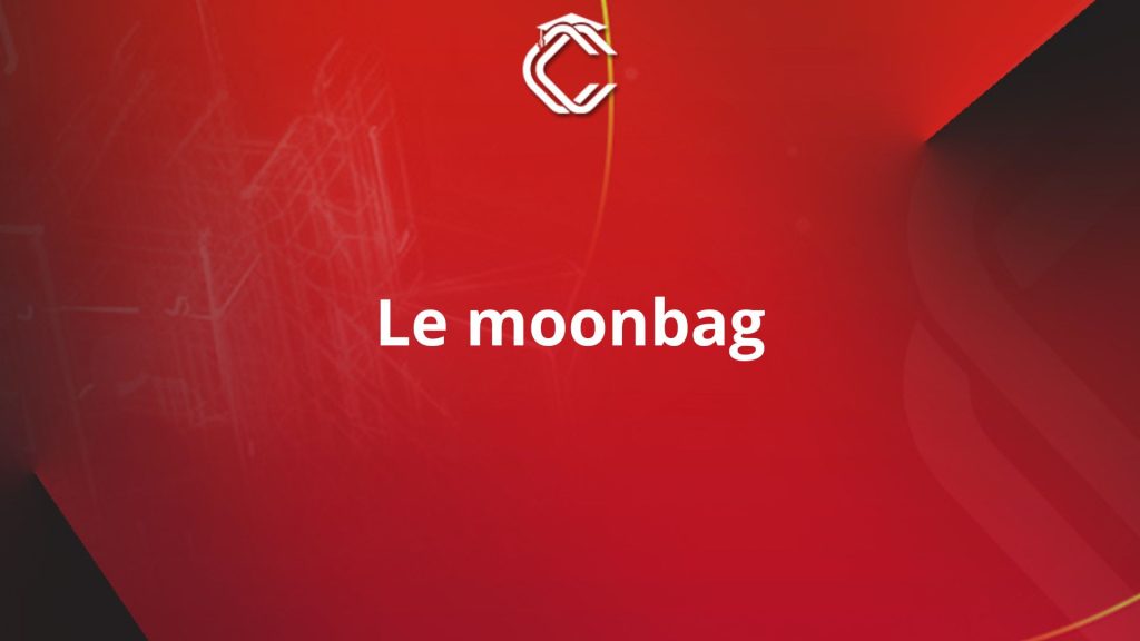 Écrit en blanc sur fond rouge : "Le moonbag"