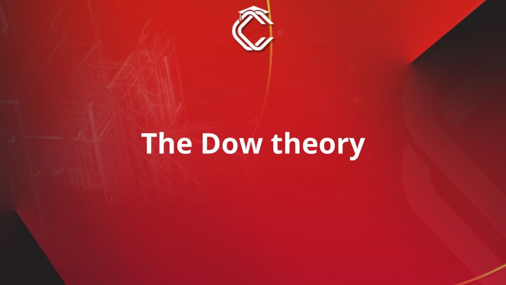 Written in white on a red background: "The Dow theory"