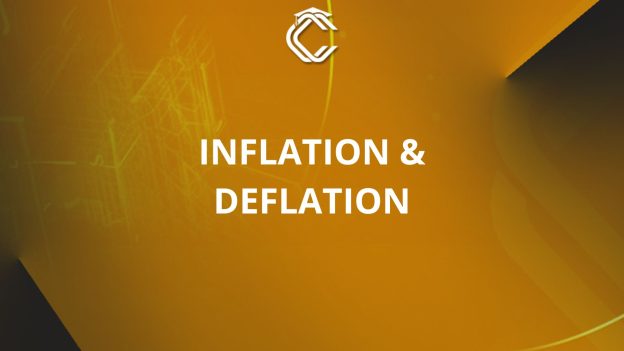Written in white on an orange background: "Inflation & Deflation"